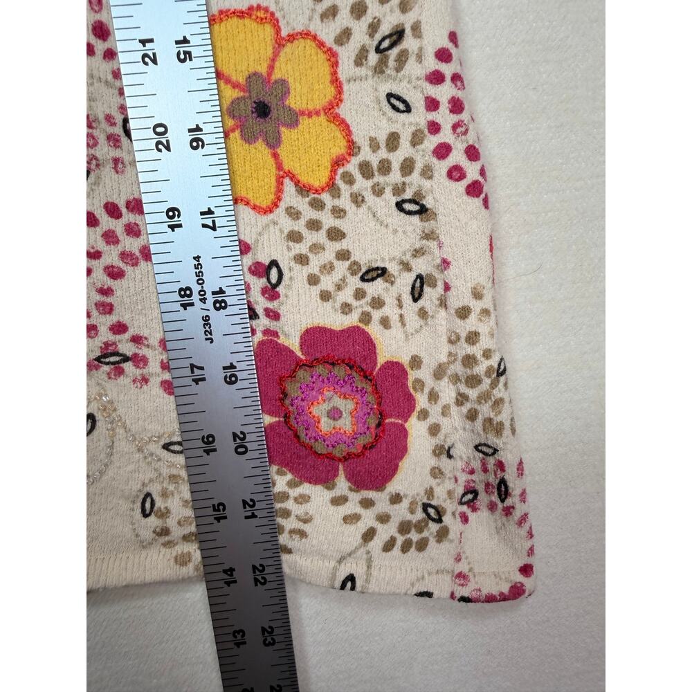 Sigrid Olsen Sport Floral Embroidered Beaded Sweater Top Women L Boho Cottage - Picture 6 of 6
